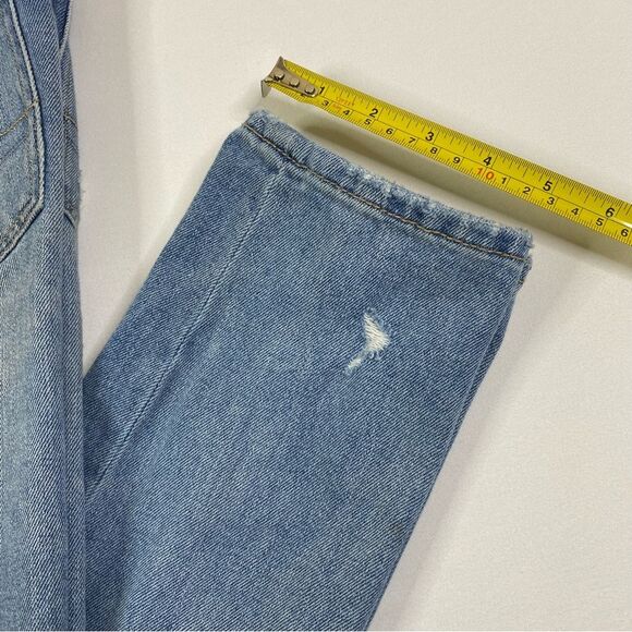 American Eagle Mom Jeans Women's 2 Light Denim High Rise Distressed Ripped Knees - Picture 8 of 12